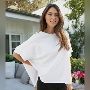 New Frank and Eileen crewneck Capelet Triple Fleece White Sweatshirt Top
